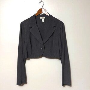 Y2K Charcoal Gray Pinstripe Cropped Blazer Jacket XL By MKM Designs